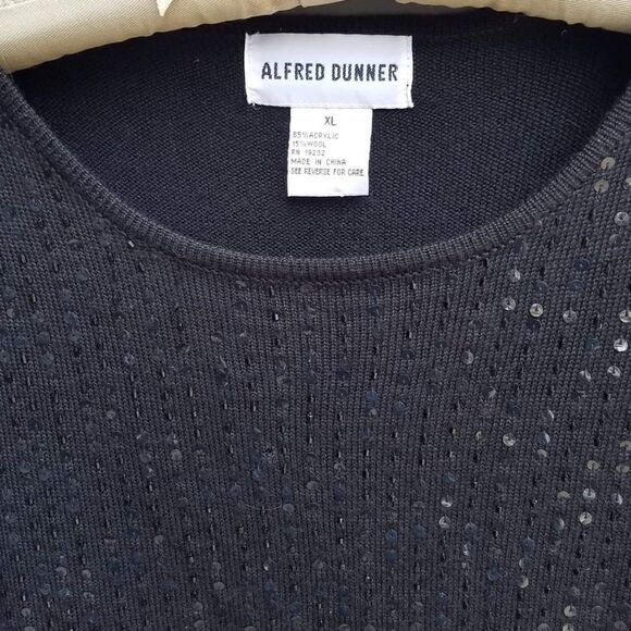 Alfred Dunner Shell with Sequins XL - Acrylic and Wool - Black - Picture 3 of 3